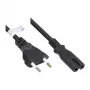Cable de alimentación euro con conector euro tipo C (recto) a conector hembra C7/Euro 8 (recto), negro, 0,75 mm², 0,75 m, Good Connections® (P0370-S007)