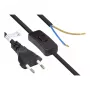 Cable de alimentación euro con conector euro tipo C (recto) a extremos pelados, con interruptor, negro, 0,75 mm², 1,5 m, Good Connections® (P0386-S015)