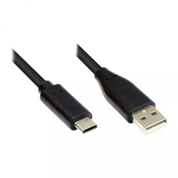 Cable de conexión USB 2.0, conector macho USB-C™ a conector macho USB 2.0 A, CU, negro, 2 m, Good Connections® (GC-M0118)