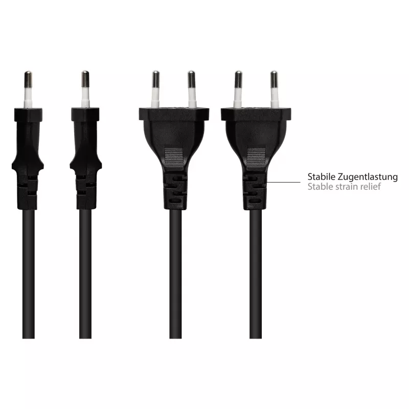Alargador euro con conector euro tipo C (recto) a conector hembra euro (recto), negro, 0,75 mm², 1 m, Good (P0300-S010)