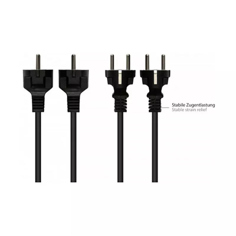Cable de alimentación con conector macho Schuko tipo E+F (CEE 7/7, recto) a C13 (recto), negro, 1,00 mm², 5 m, G (P0030-S050)
