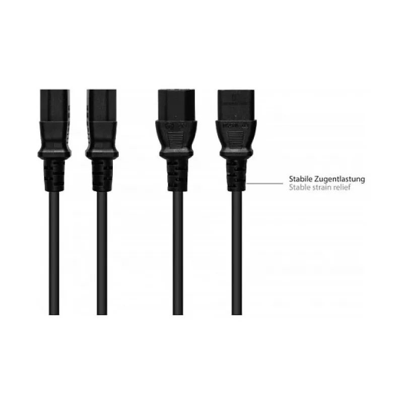 Cable de alimentación con conector macho Schuko tipo E+F (CEE 7/7, recto) a C13 (recto), negro, 1,00 mm², 5 m, G (P0030-S050)