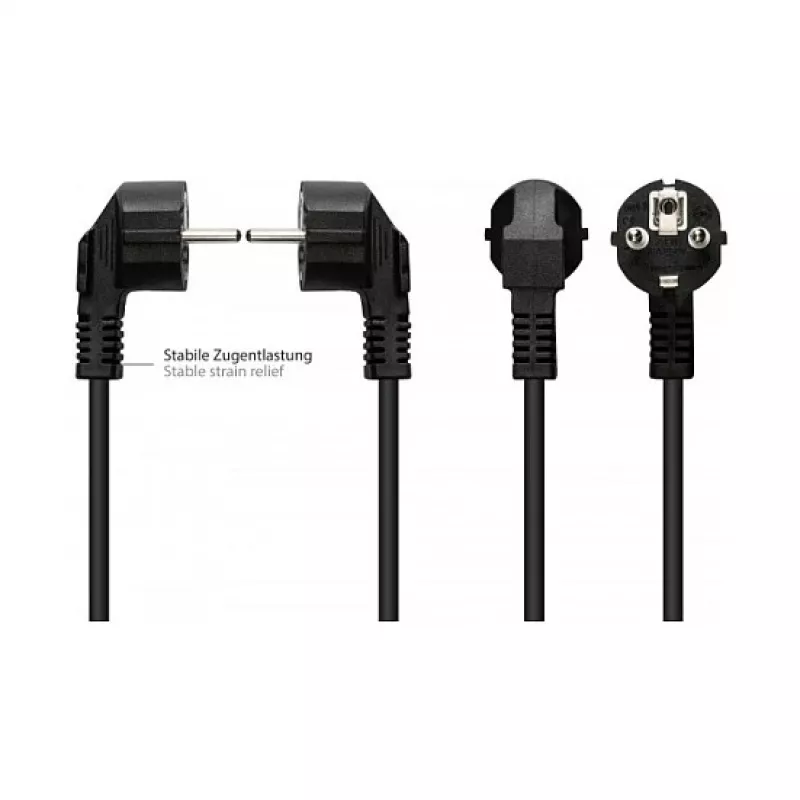 Cable de alimentación con conector macho Schuko tipo E+F (CEE 7/7, acodado) a C13 (recto), negro, 1,50 mm², 7,5 (P0130-S075)