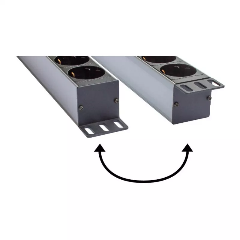 Regleta de enchufes Good Connections 19 - 1HE - conector macho Schutzkontakt a 8x conector hembra Schutzkontakt - con interruptor - protección infantil - perfil de plástico - negra
