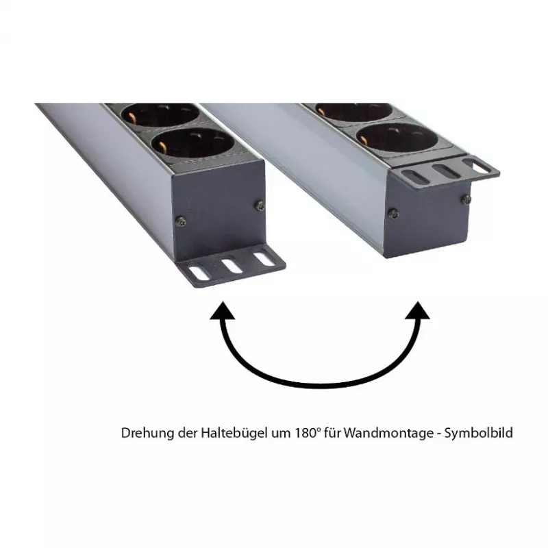 Regleta de enchufes Good Connections 19 - 1HE - conector macho Schutzkontakt a 9x conector hembra Schutzkontakt - protección infantil - perfil de plástico - negra