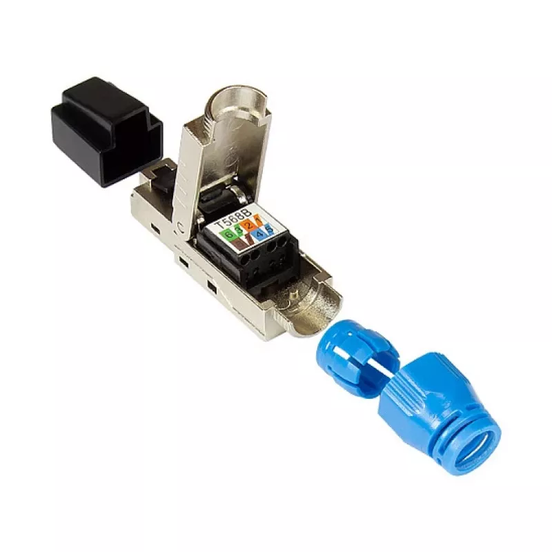 Conector macho RJ45 Good Connections Cat. 8.1 sin herramienta, montaje en campo, STP apantallado, metal - Cable - Red