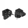 Adaptador de red con conector macho Schuko tipo E+F (CEE 7/7) a conector hembra de aparato IEC C13, acodado, negro (PA-0133S)