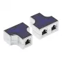 Adaptador en T modular, 1x conector hembra RJ45 a 2x conector hembra RJ45, asignación 1:1, Good Connections (GC-N0153)