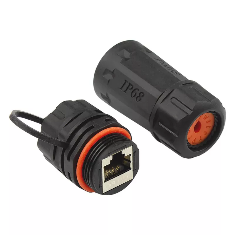 Cable de red con conectores Outdoor IP68 Cat. 6a RJ45 totalmente apantallado negro Good - Red