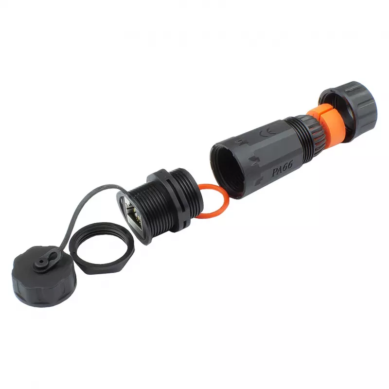 Cable de red con conectores Outdoor IP68 Cat. 6a RJ45 totalmente apantallado negro Good - Red