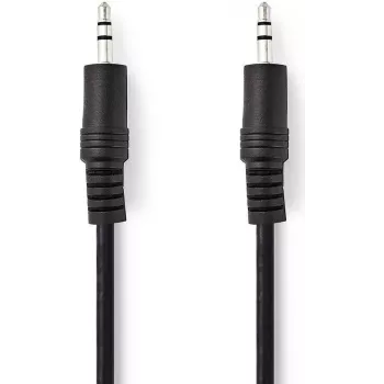 Cable de audio estéreo Nedis | conector macho 3,5 mm | conector macho 3,5 mm – niquelado | 1,00 m | redondo | negro | caja