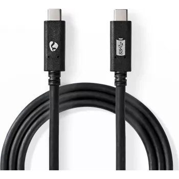 Cable USB Nedis | USB 3.2 Gen 2 | conector macho USB-C™ | conector macho USB-C™ - 100 W | 4K@60Hz | 10 Gbit/s | niquelado | 1,00 m | redondo | PVC | negro | caja