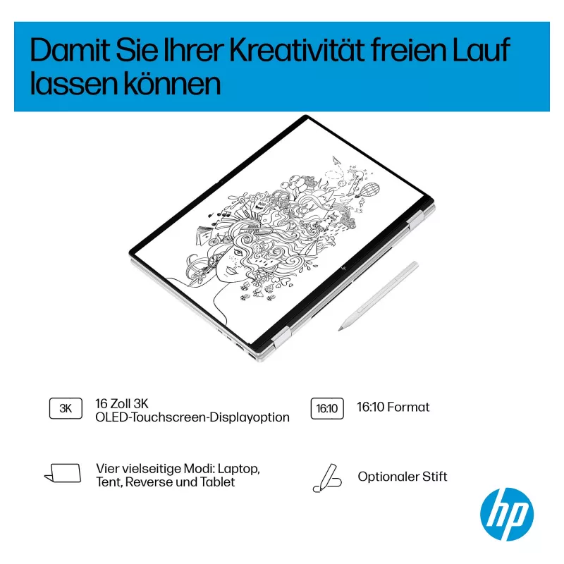 HP OmniBook BZ8E5EA 16 Portátil - Core Ultra 7 4,8 GHz 40,6 cm - 1 TB SSD - 32 GB RAM - Táctil - Windows 11 Home (BZ8E5EA#ABD)