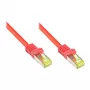 Cable de red RJ45 con cable bruto Cat.7 y protección de palanca de retención (RNS®), S/FTP, PiMF, libre de halógenos, 600 MHz, OFC, Rojo, 30 m, Good Connections® (8070R-300R)