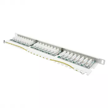 Patch panel 48,30cm (19) Cat. 6, 24 puertos, 0,5 U, STP apantallado, apertura sin herramientas, Blanco puro (RAL9010), Goo (GC-N0137)