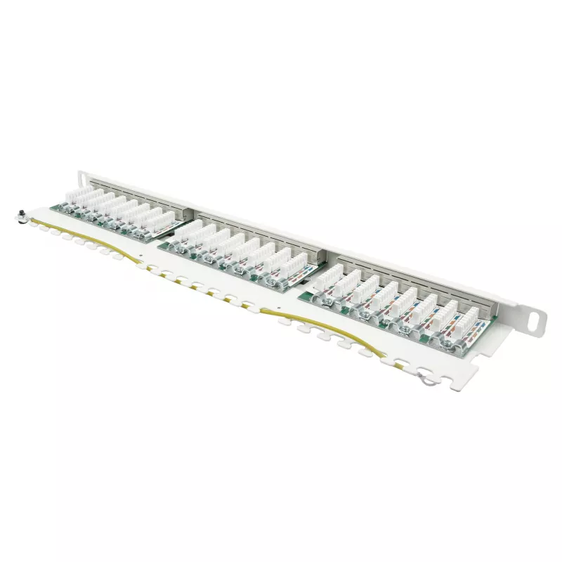 Patch panel 48,30cm (19) Cat. 6, 24 puertos, 0,5 U, STP apantallado, apertura sin herramientas, Blanco puro (RAL9010), Goo (GC-N0137)