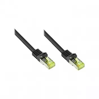 Cable de parcheo RJ45 con cable Cat.7 y protección de lengüeta (RNS®), S/FTP, PiMF, libre de halógenos, 600MHz, OFC, negro, 60m, Good Connections® (8070R-600S)