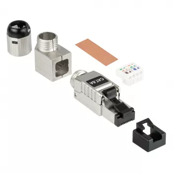 Conector RJ45 Cat. 6A, sin herramientas / montaje en campo, STP apantallado, metal, 5 direcciones, Good (GC-N0165)