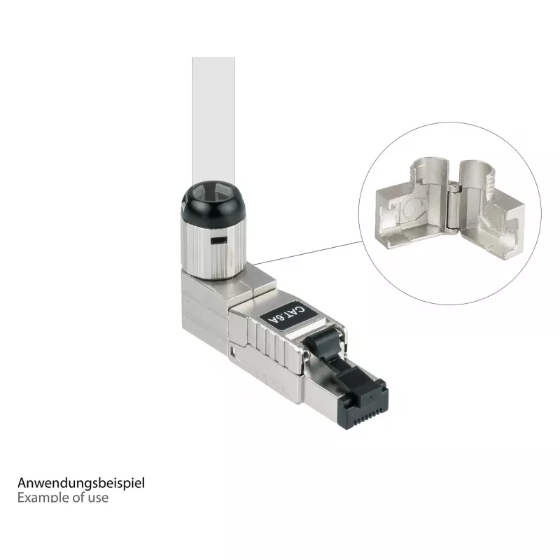 Conector RJ45 Cat. 6A, sin herramientas / montaje en campo, STP apantallado, metal, 5 direcciones, Good (GC-N0165)