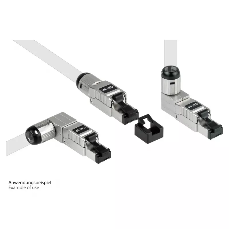 Conector RJ45 Cat. 6A, sin herramientas / montaje en campo, STP apantallado, metal, 5 direcciones, Good (GC-N0165)