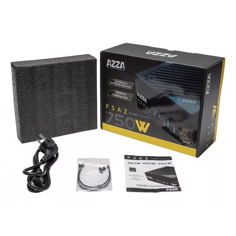 Fuente de alimentación AZZA PSAZ-750W 750 W 20+4 pin ATX 80 PLUS Bronze Negra, no modular