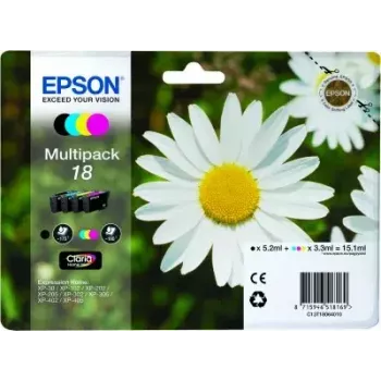 Multipack de cartuchos de tinta Epson Daisy Multipack 4 colores 18 Claria Home Ink — Standard Yield, 4 colores