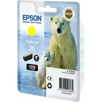 Cartucho de tinta Epson C13T26144010 Singlepack Amarillo 26 Claria Premium, a base de pigmento, 1 ud.
