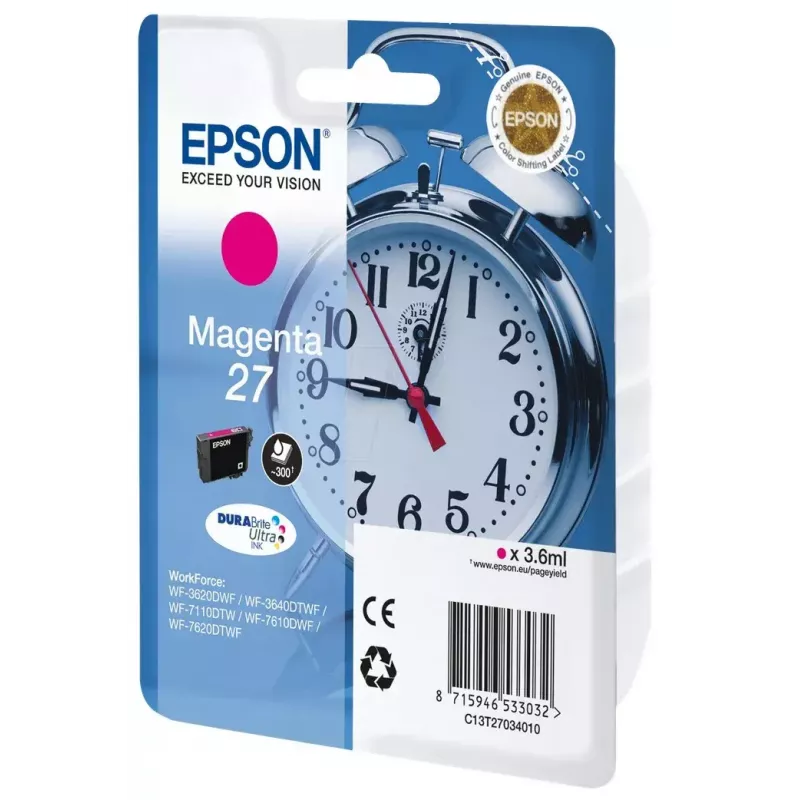 Cartucho de tinta Epson DURABrite Ultra C13T27034010 Magenta, a base de pigmento, 1 ud.