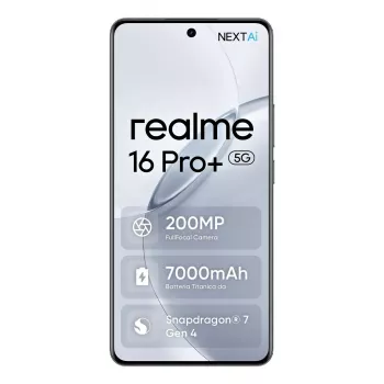 Smartphone REALME realme 16 Pro+ – 6.8 pulgadas (17.3 cm) 1280×2800, Snapdragon 7 Gen 4, 12 GB RAM, 512 GB, 200 MP triple cámara, 7000 mAh, Gris