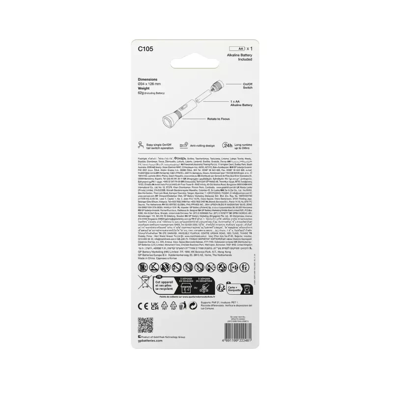 Linterna de mano GP Lighting 450066 negra 50 lm 30 m 24 h
