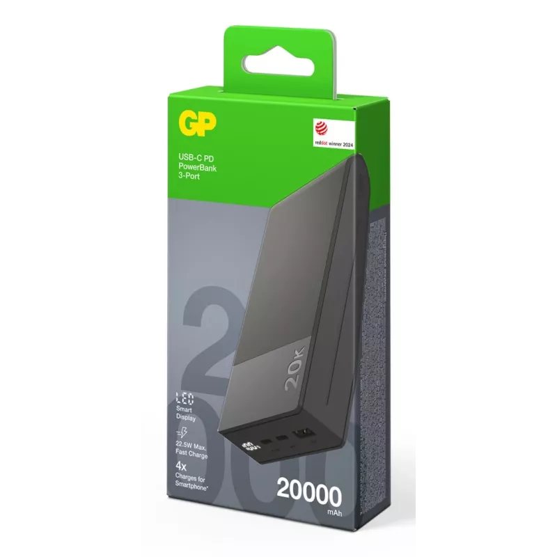 GP Battery GP PowerBank M2+ 20C 20000mAh 2xUSB-C/1xUSB-A negro indicador LED (GPPBM20CGYMSR287)