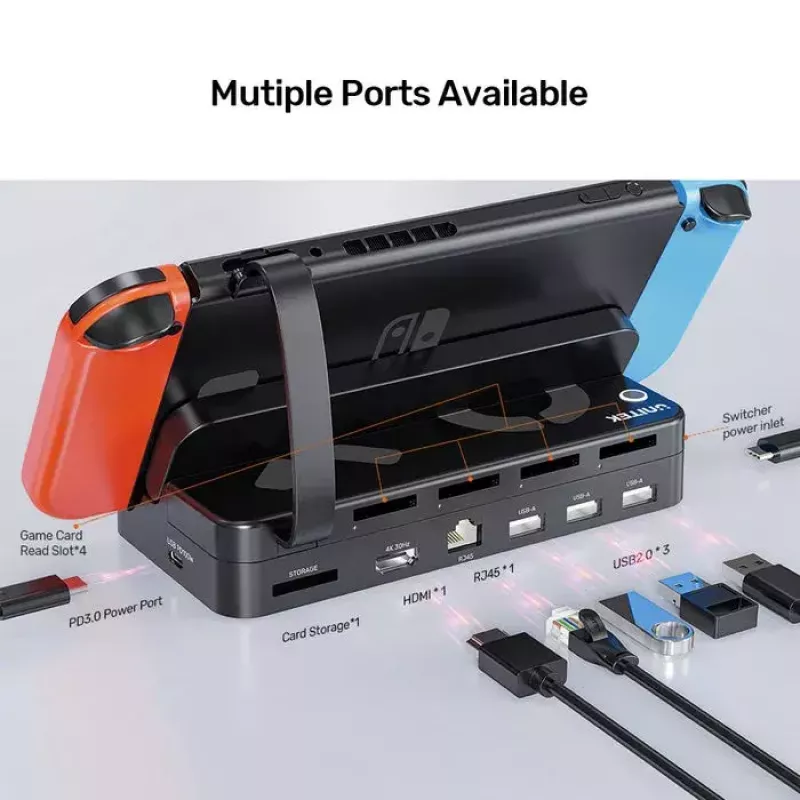 Base de acoplamiento para consola portátil Unitek G1002F01 — Conexión de acoplamiento USB, negro
