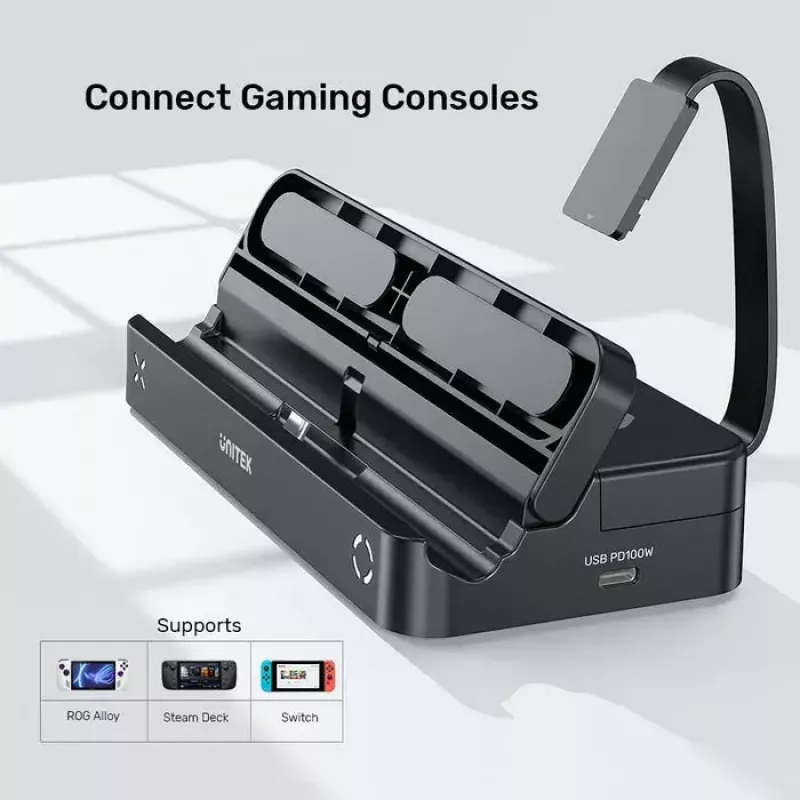 Base de acoplamiento para consola portátil Unitek G1002F01 — Conexión de acoplamiento USB, negro