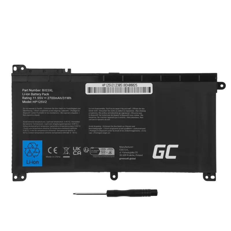 Batería Green Cell HP125V2 para HP Pavilion x360 Stream 14-AX