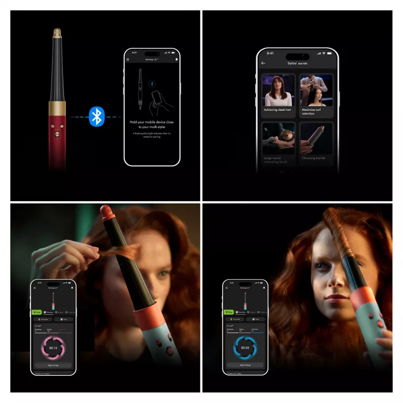 Airwrap i.d. Straight + Wavy Limited Edition, multistyler rojo/oro, Bluetooth