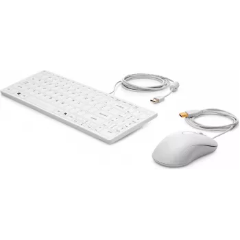 HP teclado y ratón USB Healthcare Edition tamaño completo con cable blanco