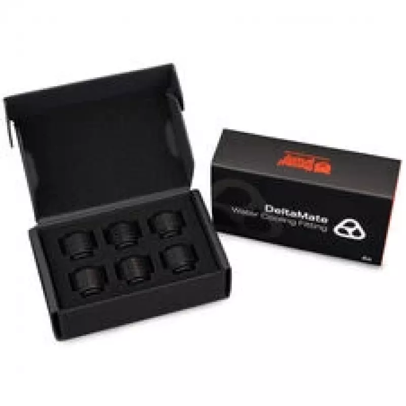 Thermal Grizzly DeltaMate Compression Fitting ST16, latón G1/4, negro, pack de 6 (TG-DM-FIT-6001)