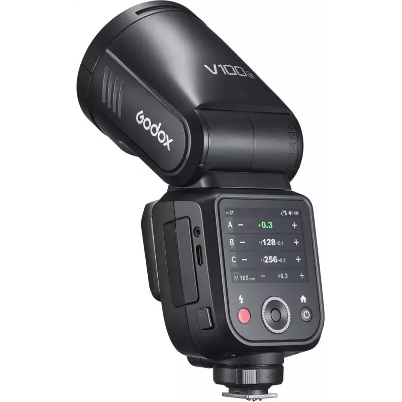 Flash Godox V100‑N para Nikon — Flash de zapata TTL portátil de batería de litio