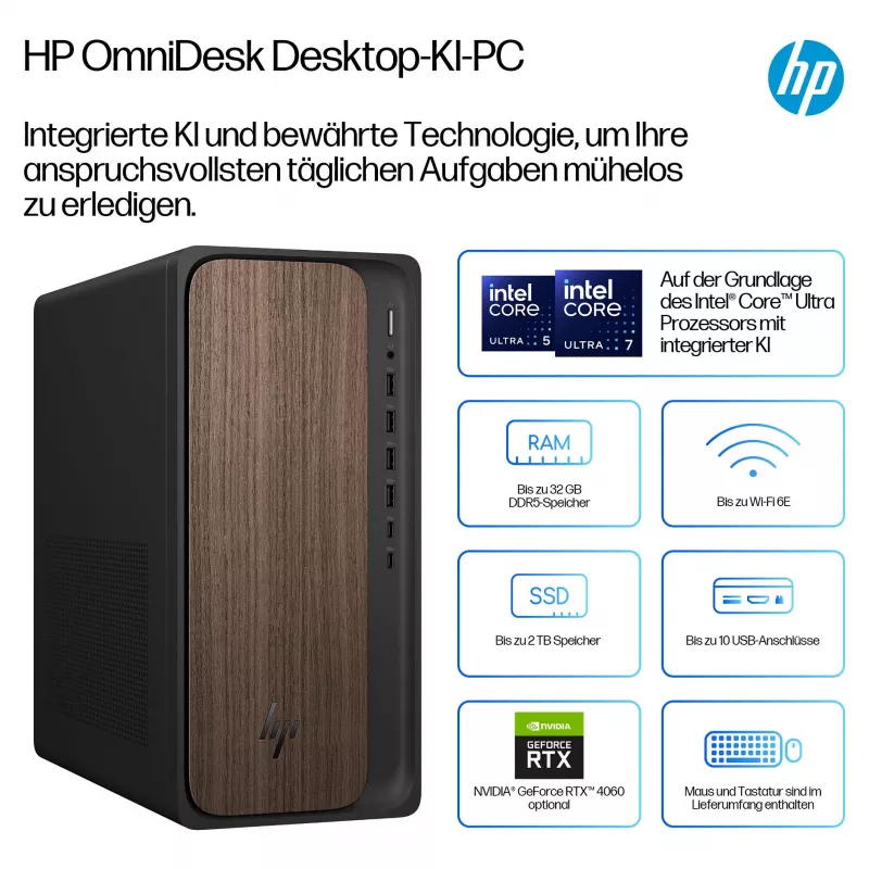HPI OmniDesk AI M03-0057ng - Intel Core Ultra 5 225, 16 GB de RAM, 512 GB SSD, Windows 11 Home
