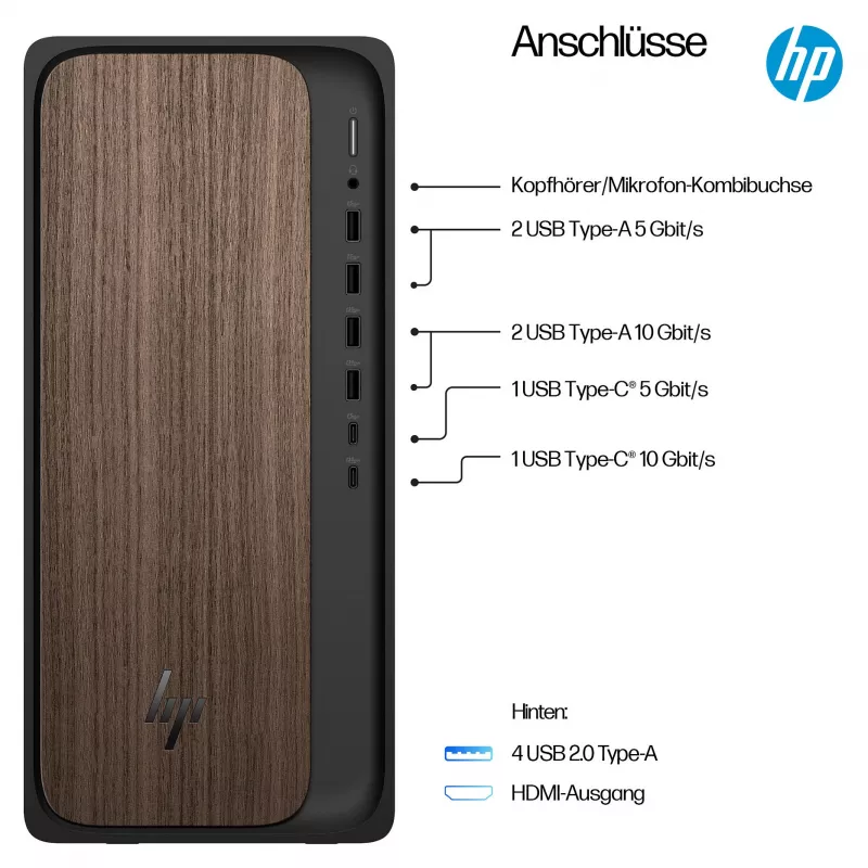 HPI OmniDesk AI M03-0073ng - Intel Core Ultra 7 265, 16 GB de RAM, 512 GB SSD, Windows 11 Home