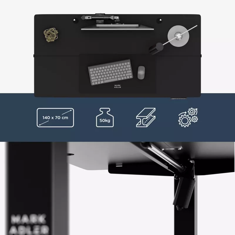 Escritorio mark adler Leader 7.3 negro – estación de trabajo ergonómica de altura ajustable