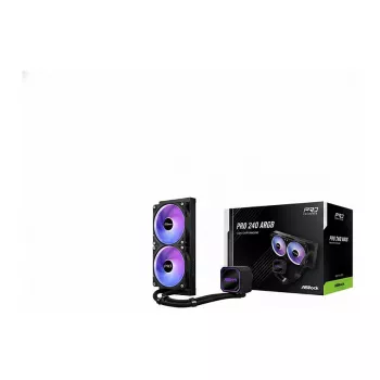 Disipador de CPU ASROCK Pro 240 ARGB negro — AIO líquida de 240 mm, iluminación ARGB, acabado negro