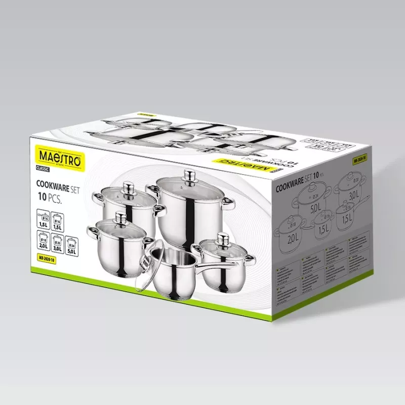 Juego de cocina Maestro MR-2020-10 — set de 10 piezas de ollas y sartenes