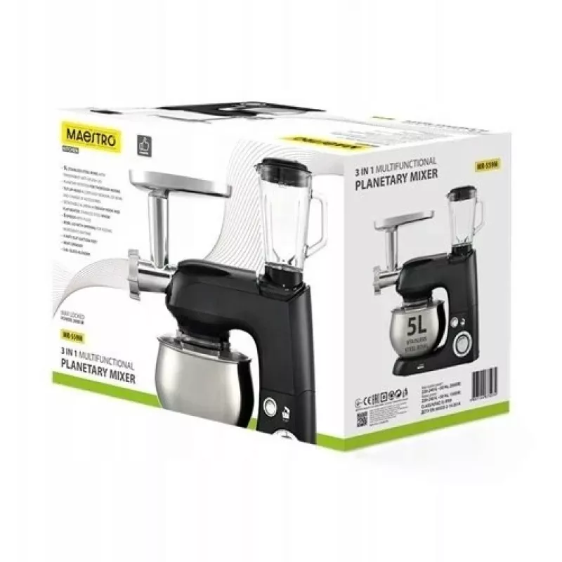 Batidora planetaria Maestro MR-559-M 3 en 1, 2000 W, robot de cocina multifunción