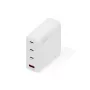 Cargador DIGITUS USB GaN 140W — 3× USB‑C, 1× USB‑A, 100–240V, blanco