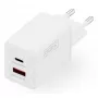 Cargador de pared DIGITUS USB GaN 45W — 1× USB-C, 1× USB-A, entrada 100–240V, blanco