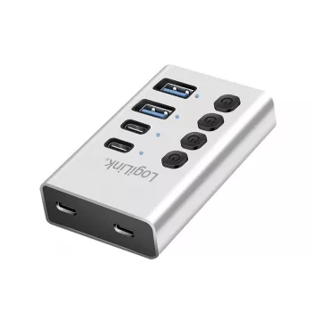Hub USB 3.2 Gen 1, 4 puertos, USB-A/C, interruptor de encendido/apagado