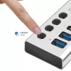 Hub USB 3.2 Gen 1, 4 puertos, USB-A/C, interruptor de encendido/apagado