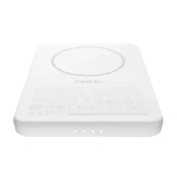 Batería externa Belkin BPD010hqWH 5000 mAh, carga inalámbrica 7,5 W, USB-C, blanca