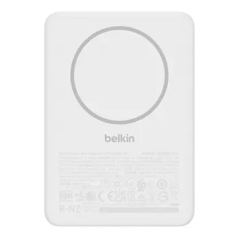 Batería externa Belkin BPD010hqWH 5000 mAh, carga inalámbrica 7,5 W, USB-C, blanca